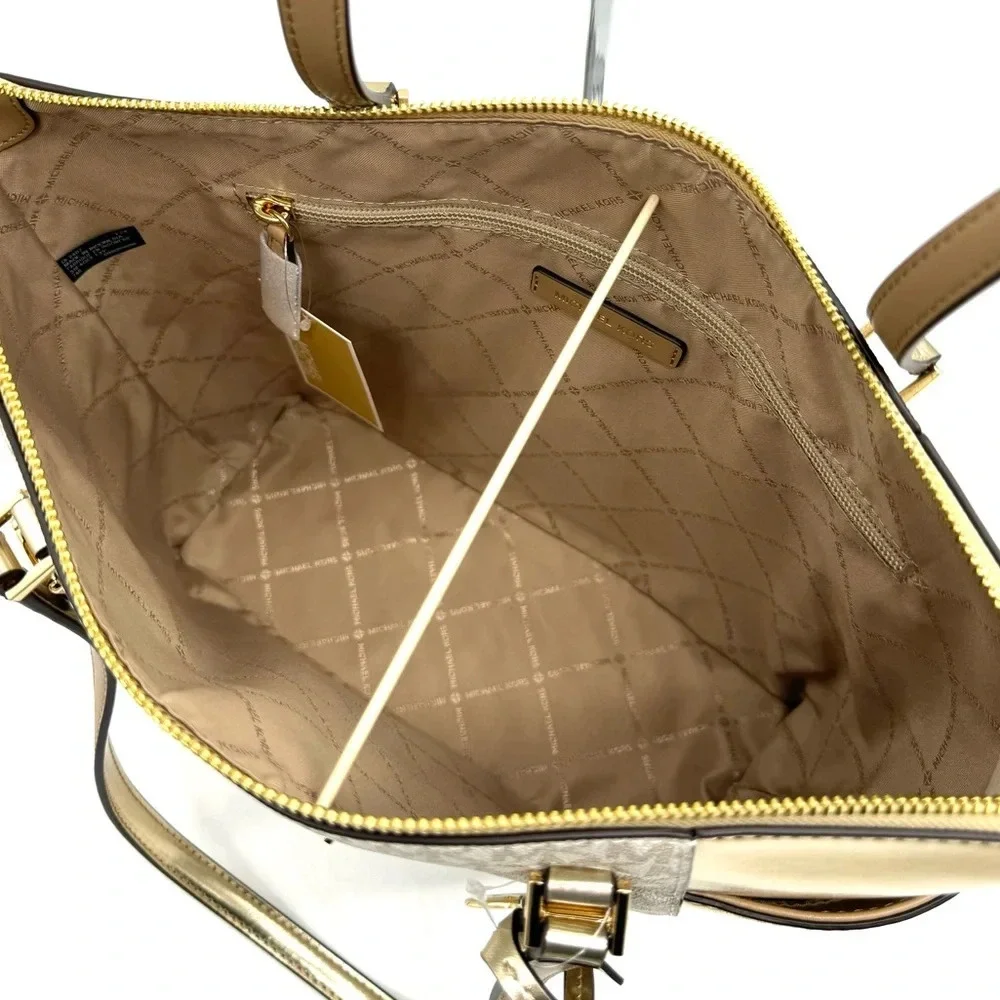 Michael Kors Large Charlotte TZ Tote Bag Gold (NWT)
